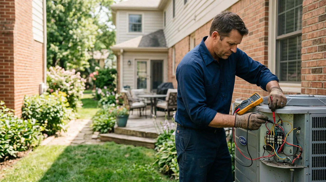 HVAC technician working near Mineola, NY